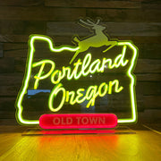 Portland Oregon White Stag LED Replica Sign